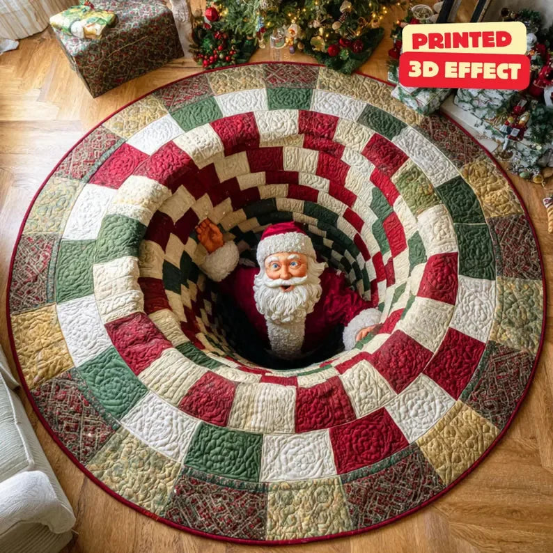 Christmas Santa Claus 3D Printed Rug Christmas Welcome Round Mat Rug Decor Christmas Home Decor Holiday Doormat Christmas Gift