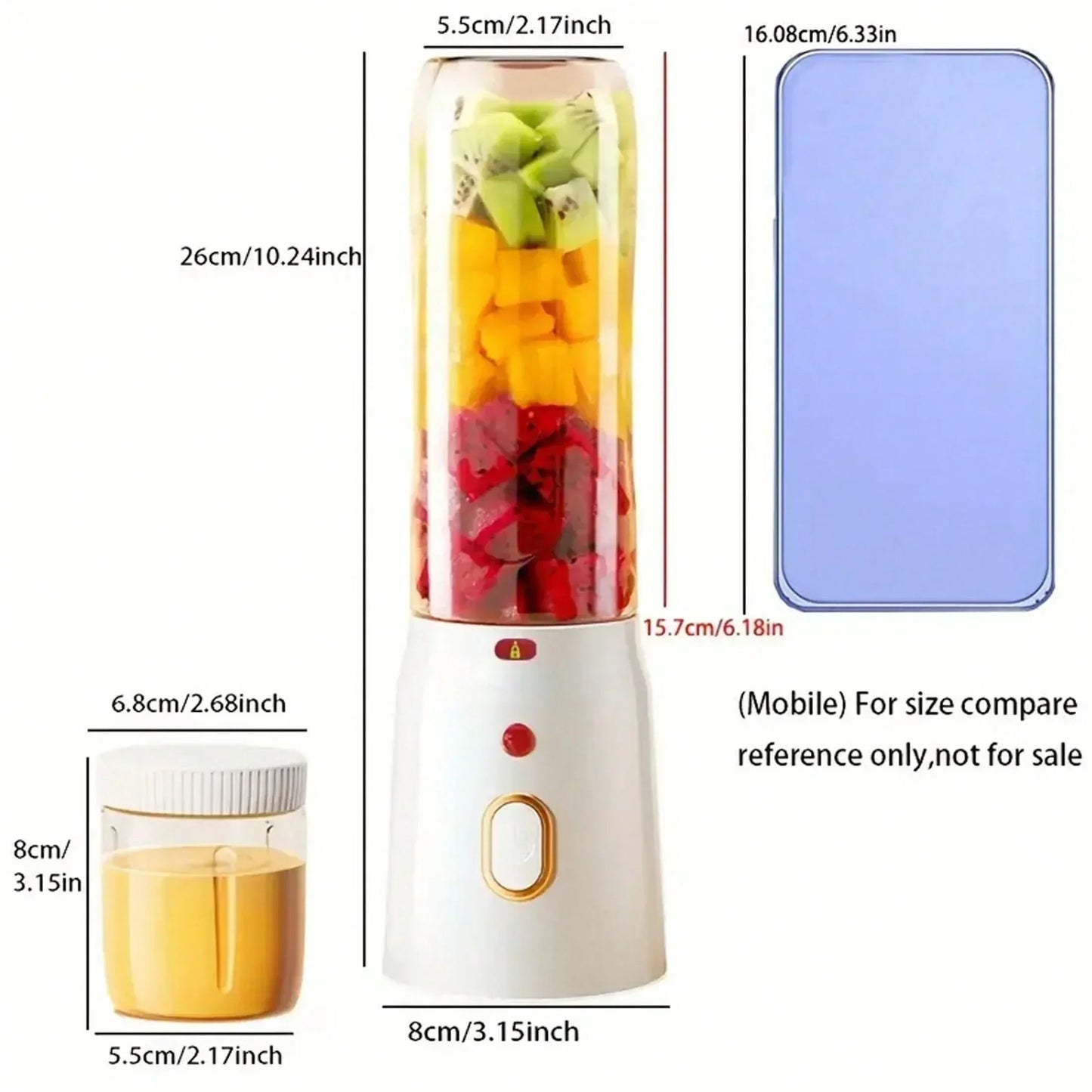 1 Portable electric juicer - USB rechargeable, compact circular design, suitable for home, travel, dormitory, and outdoor use