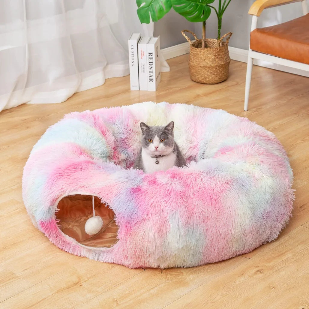 Kylinsure Plush Cat Tunnel Bed,Cat toy,Cat bed