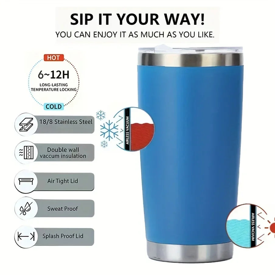 20oz Tumbler With Lid Stainless Steel Vacuum Insulated Double Wall Travel Cup Protable Cold And Hot Coffee Car Mug