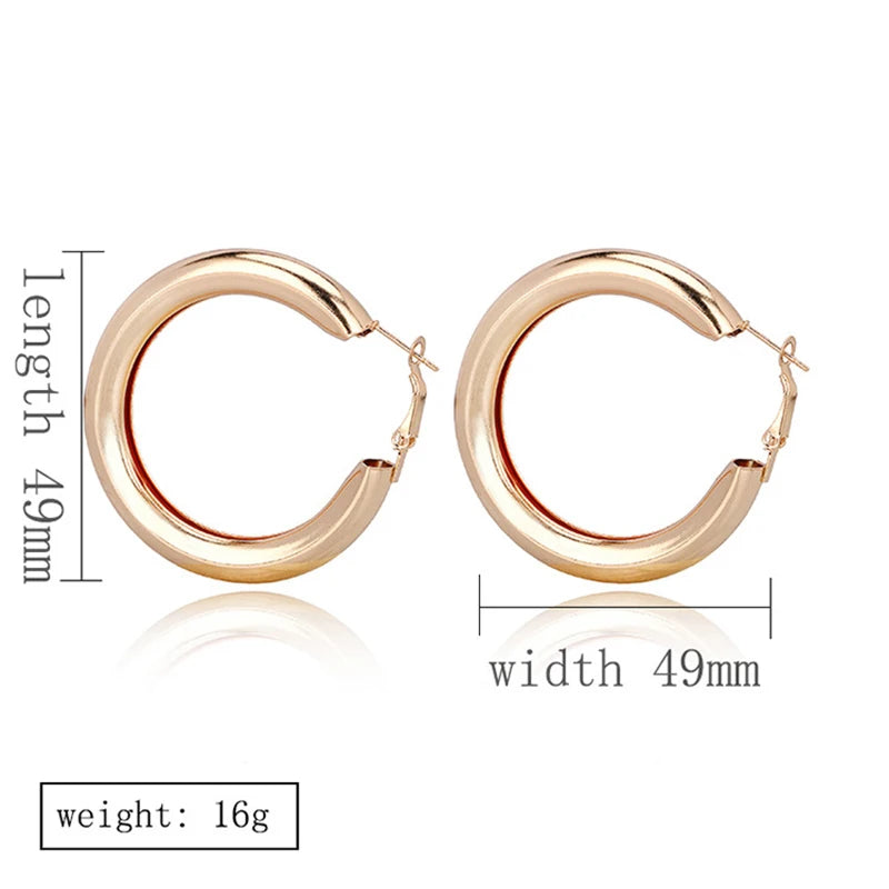 BLIJERY Trendy Fashion Thick Circle Hoop Earring For Women Punk Jewelry Shiny Gold Color Statement Earrings Brincos Femme