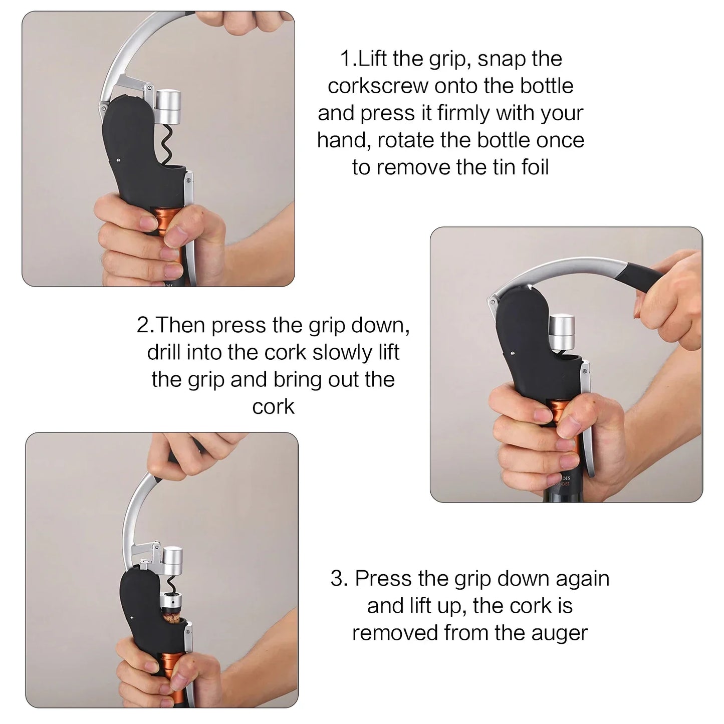 Wine Bottle Opener Quick Easy Corkscrew for Home Party Outdoor Bar Kitchen Tool Stainless Steel Wine Opener Gift for Wine Lovers