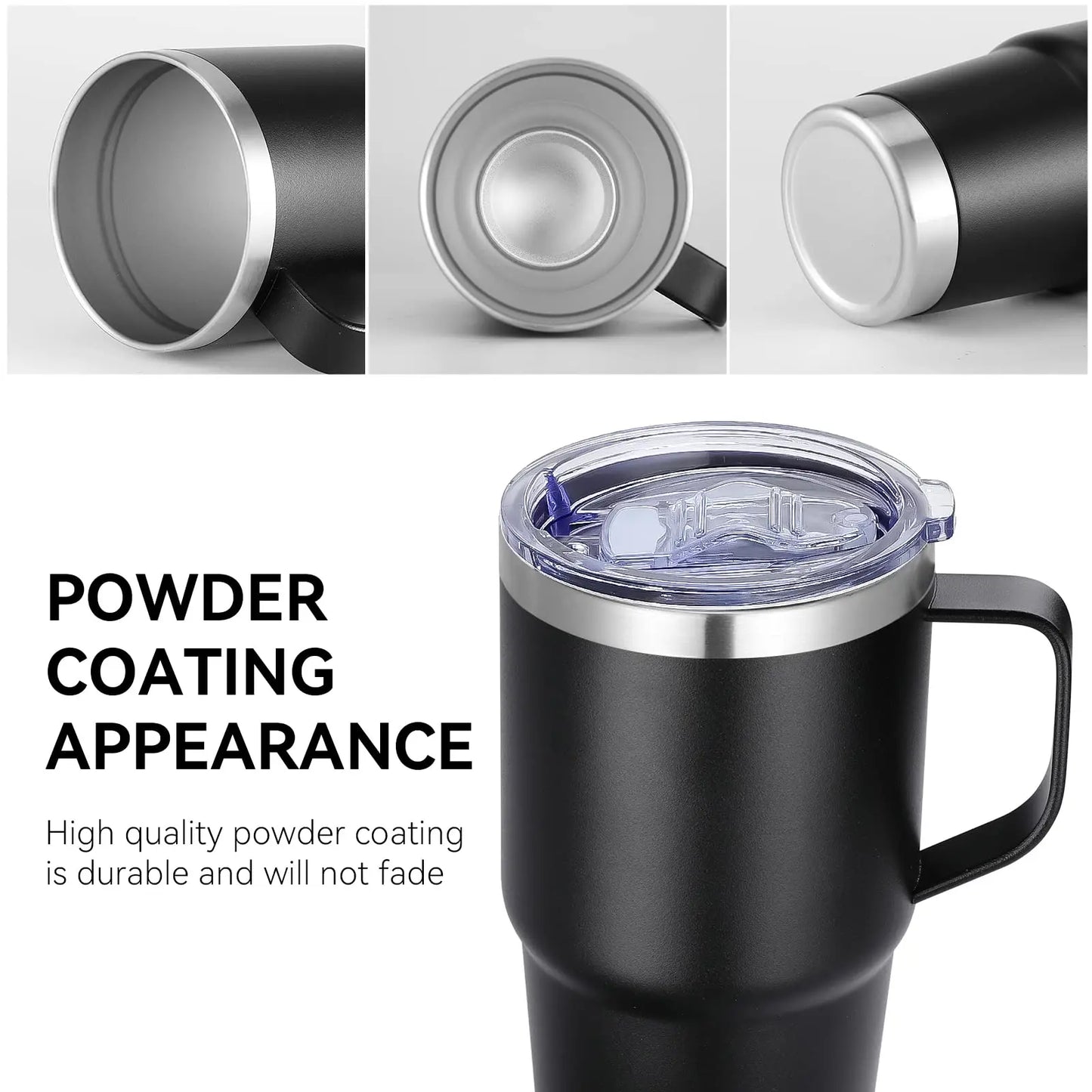 30oz Tumbler with Handle Lid,Stainless Steel Insulated Travel Coffee Mug,Spill Proof Double Wall Metal Cup,Keeps Drink Hot/Cold