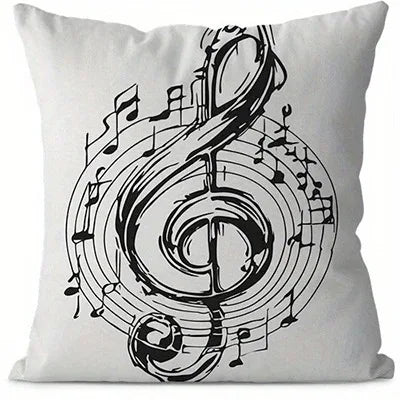 Home Decor Music Notes Pattern Pillowcase for Home Decor Pattern Cushion Cover Suitable for Sofa Bedroom Car Pillow Cover