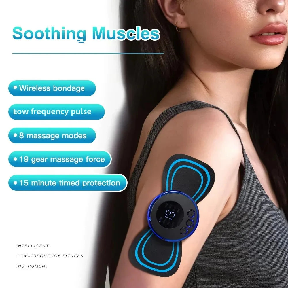 EMS Neck Massage Electric Massager Cervical Neck Back Patch 8 Mode Pulse Muscle Stimulator Portable Relief Pain