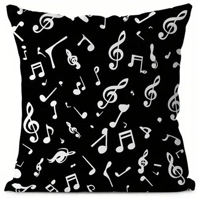 Home Decor Music Notes Pattern Pillowcase for Home Decor Pattern Cushion Cover Suitable for Sofa Bedroom Car Pillow Cover
