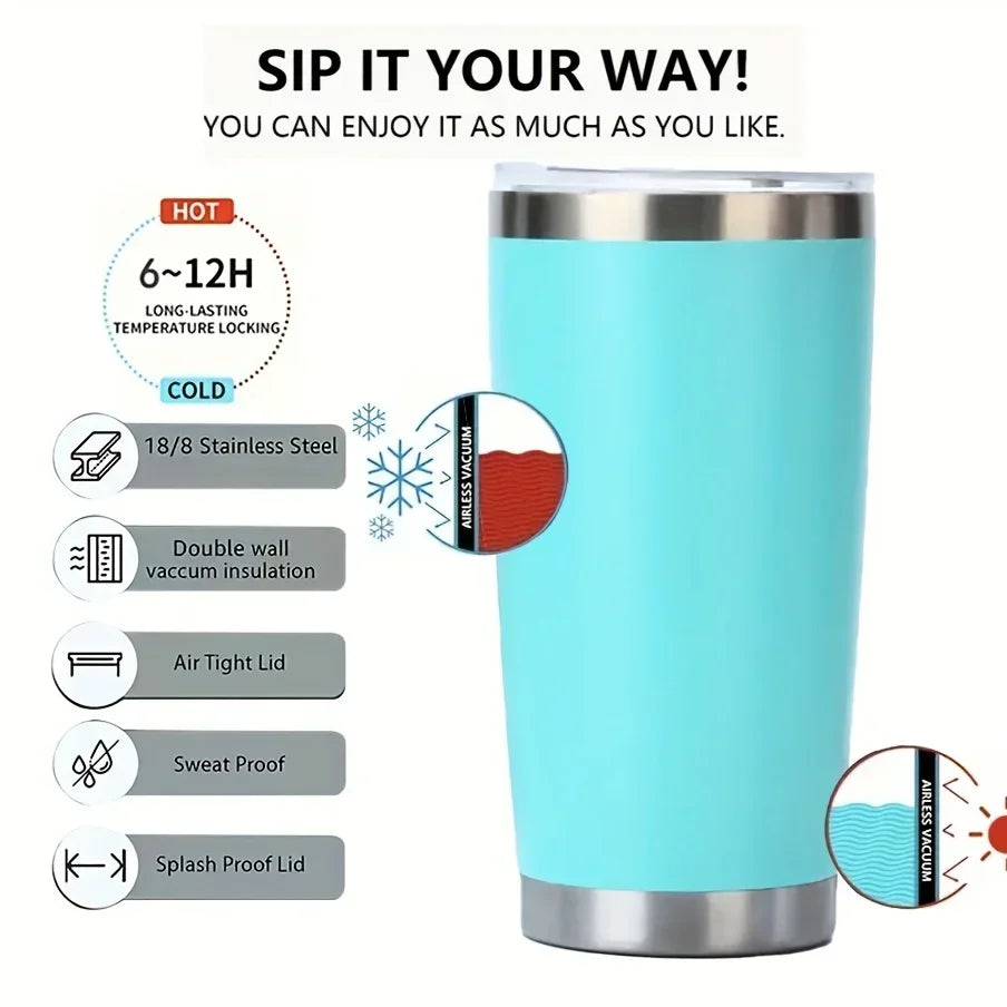 20oz  Tumbler With Lid Stainless Steel Vacuum Insulated Double Wall Travel Cup Protable Cold And Hot Coffee Car Mug