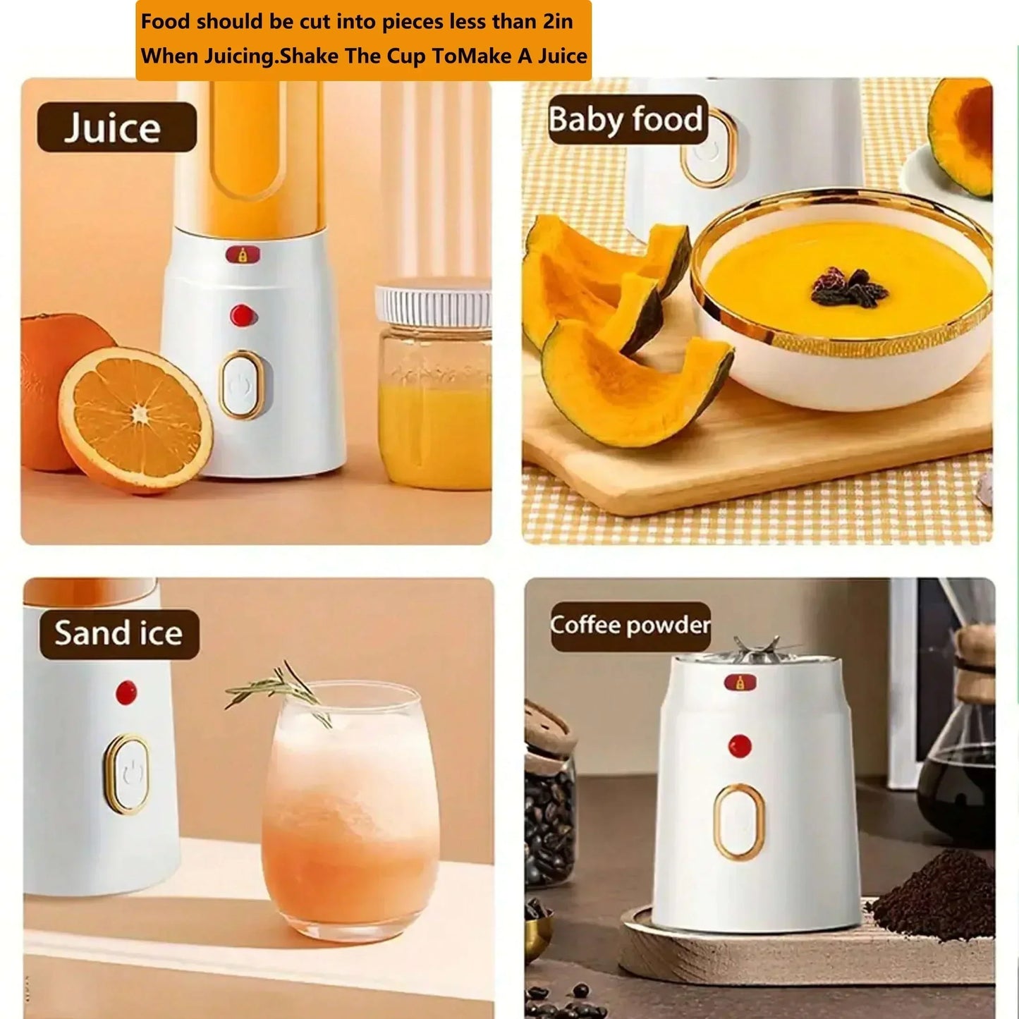 1 Portable electric juicer - USB rechargeable, compact circular design, suitable for home, travel, dormitory, and outdoor use