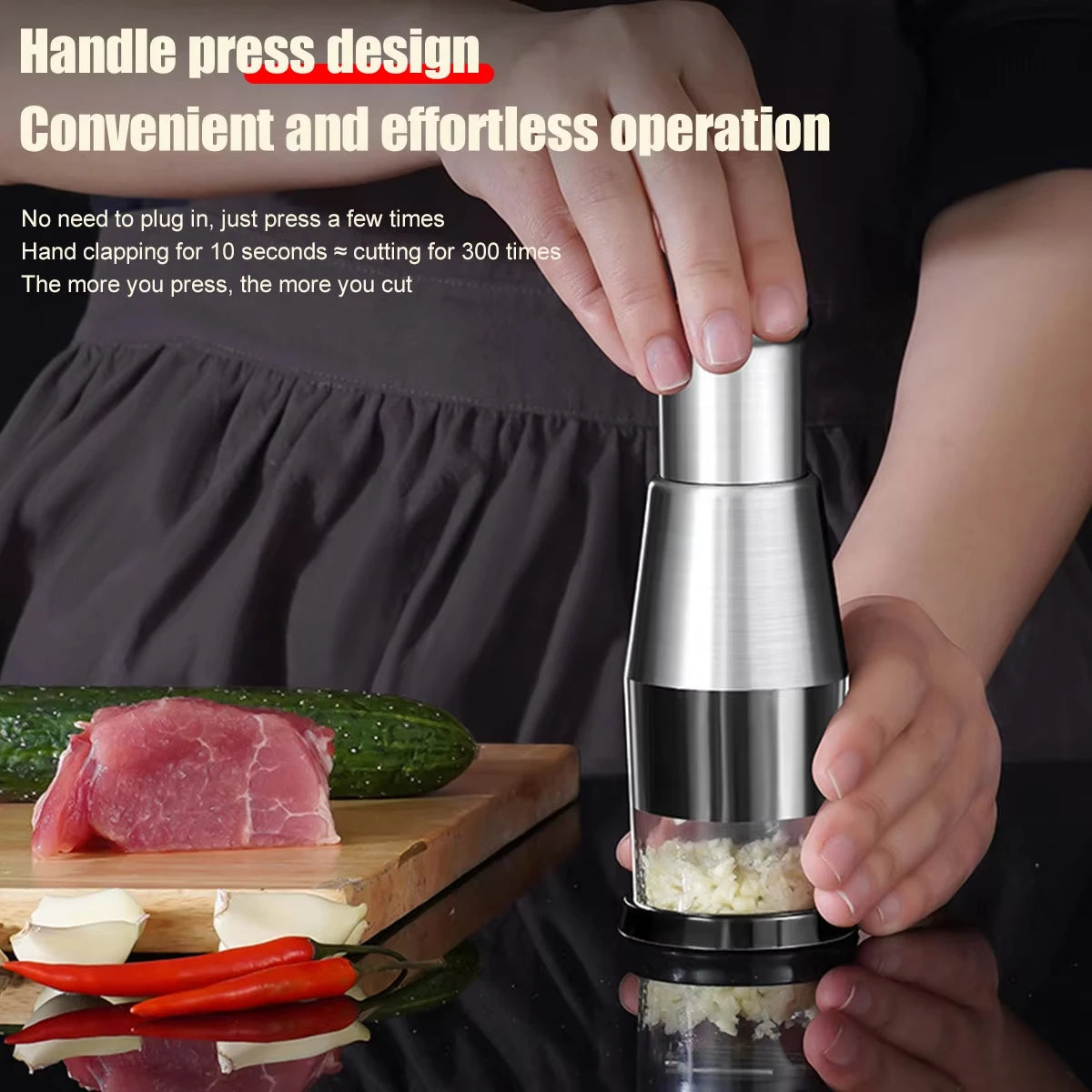 Manual Garlic Chopper Quick Garlic Crusher Pressing Handheld Food Chopper Slicer Vegetable Cooking Crusher Home Kitchen Gadget
