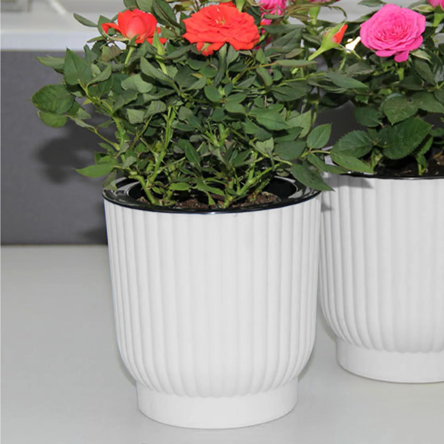 Plant Flower Pot Self Watering Pot White Round Planter Balcony Office Home Succulent Automatic Water-absorbing Flower Pots