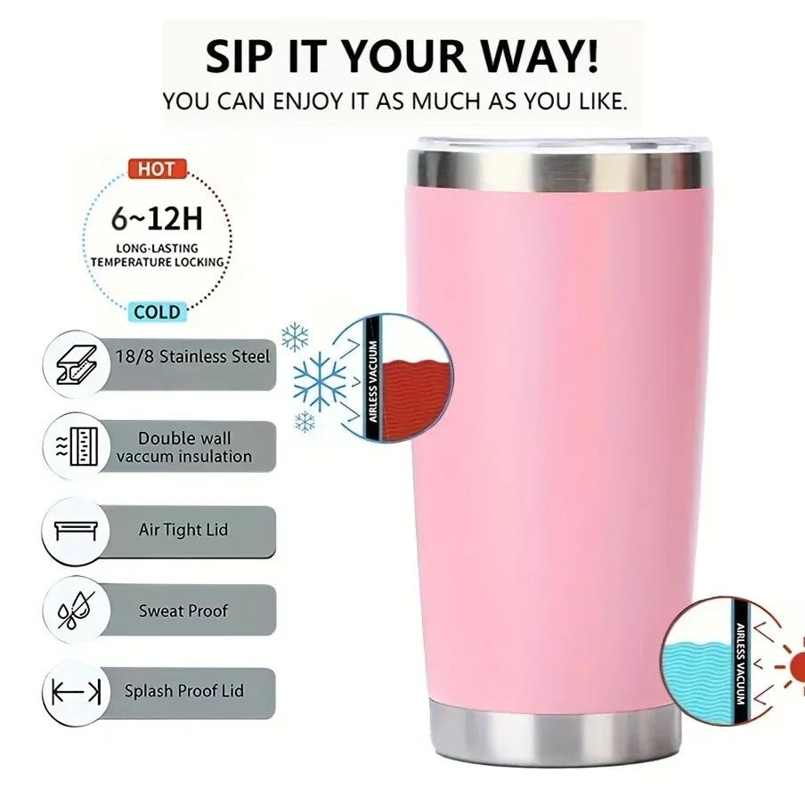 20oz  Tumbler With Lid Stainless Steel Vacuum Insulated Double Wall Travel Cup Protable Cold And Hot Coffee Car Mug