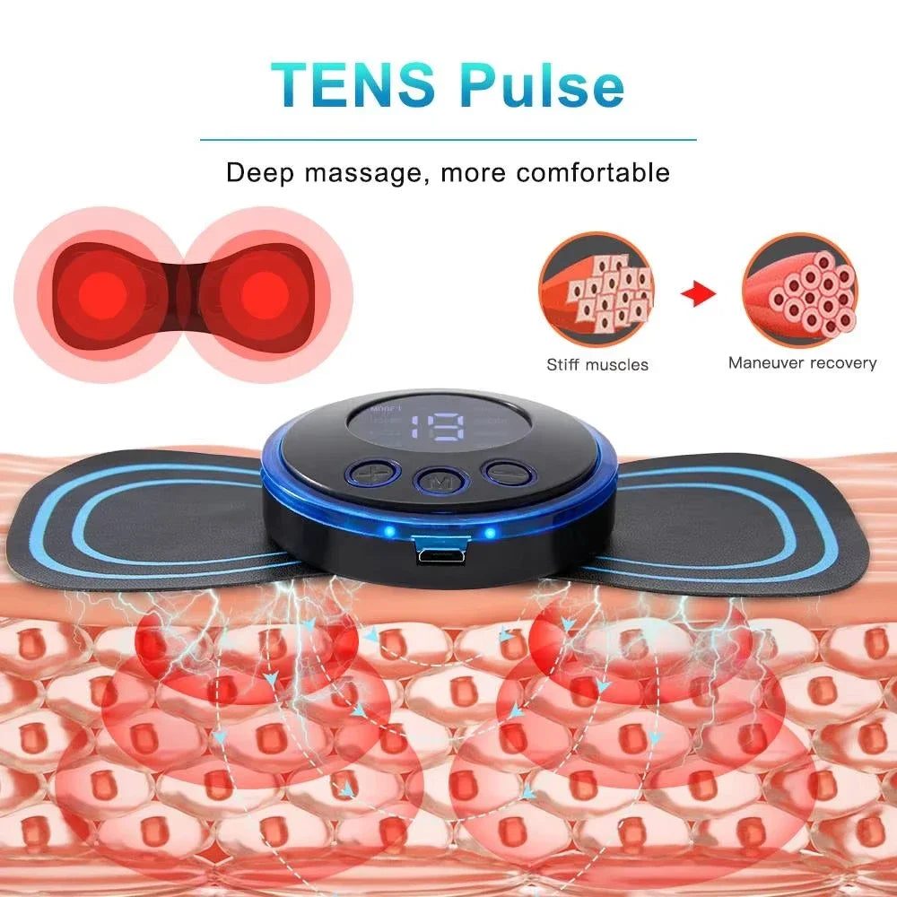 EMS Neck Massage Electric Massager Cervical Neck Back Patch 8 Mode Pulse Muscle Stimulator Portable Relief Pain