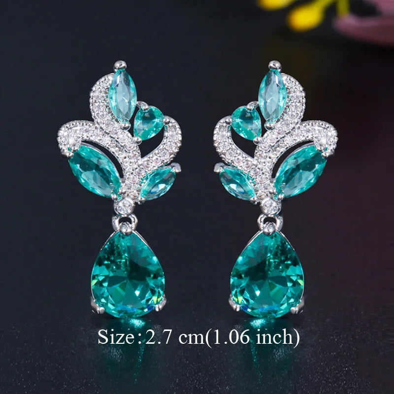 Pera Classic Big Water Drop Cubic Zirconia Silver Color Jewelry Women Long Royal Blue Earrings for Bridal Engagement Party E328
