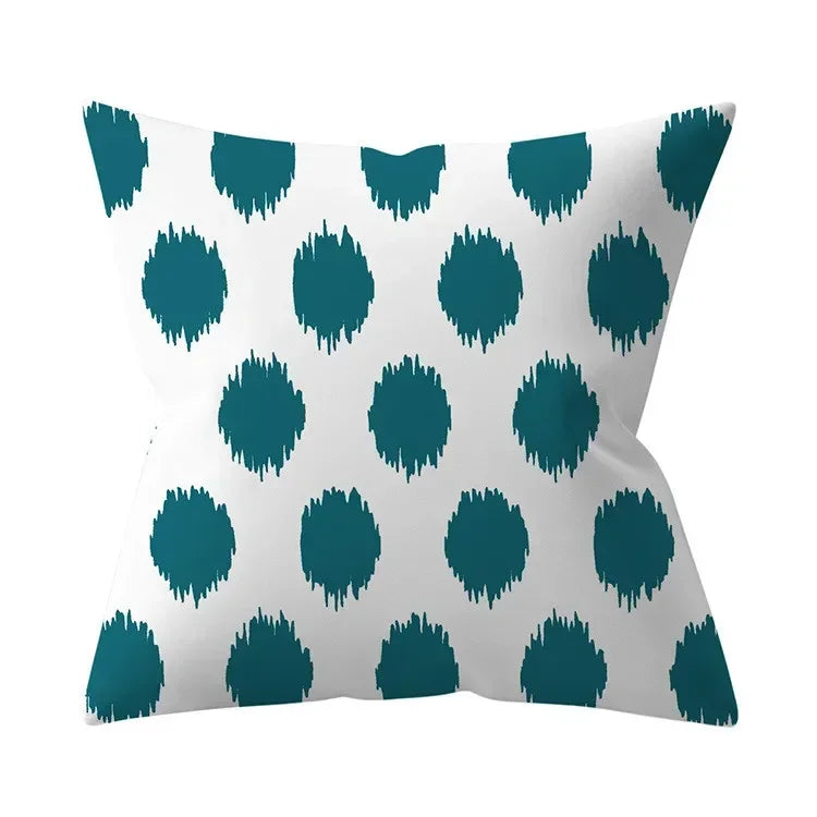 Teal Blue Cushion Cover Decorative Sofa Cushions Polyester Geometric Pillow Covers 45x45 Throw Pillows Single Side Pillowcases