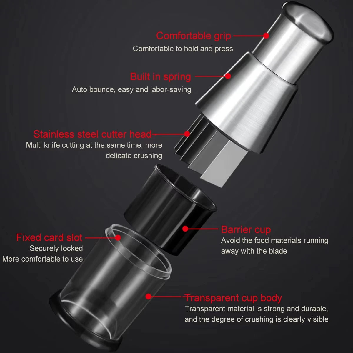 Manual Garlic Chopper Quick Garlic Crusher Pressing Handheld Food Chopper Slicer Vegetable Cooking Crusher Home Kitchen Gadget