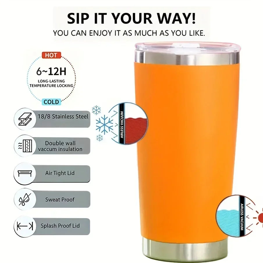20oz  Tumbler With Lid Stainless Steel Vacuum Insulated Double Wall Travel Cup Protable Cold And Hot Coffee Car Mug