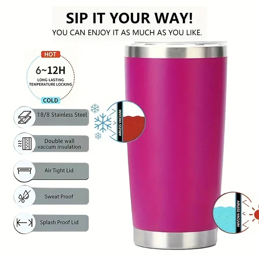 20oz  Tumbler With Lid Stainless Steel Vacuum Insulated Double Wall Travel Cup Protable Cold And Hot Coffee Car Mug