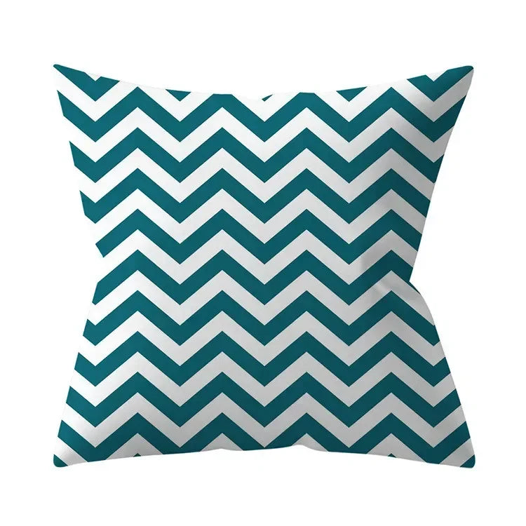 Teal Blue Cushion Cover Decorative Sofa Cushions Polyester Geometric Pillow Covers 45x45 Throw Pillows Single Side Pillowcases