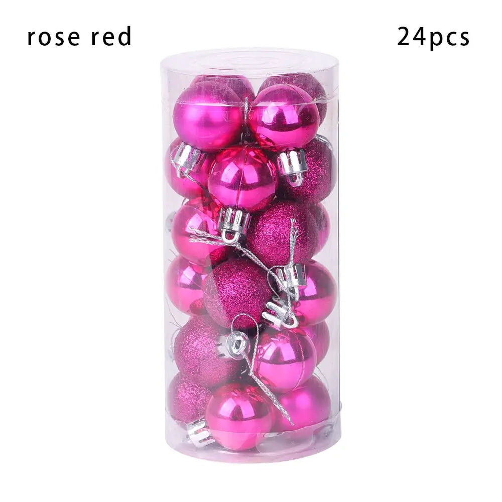 24pcs 3cm New Year Crafts Home Decor Drop Pendant Christmas Tree Decoration Ball Bauble Xmas Hanging