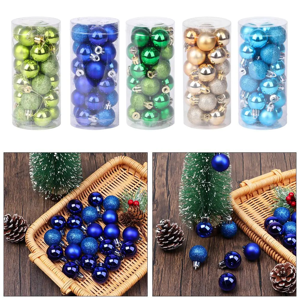 24pcs 3cm New Year Crafts Home Decor Drop Pendant Christmas Tree Decoration Ball Bauble Xmas Hanging