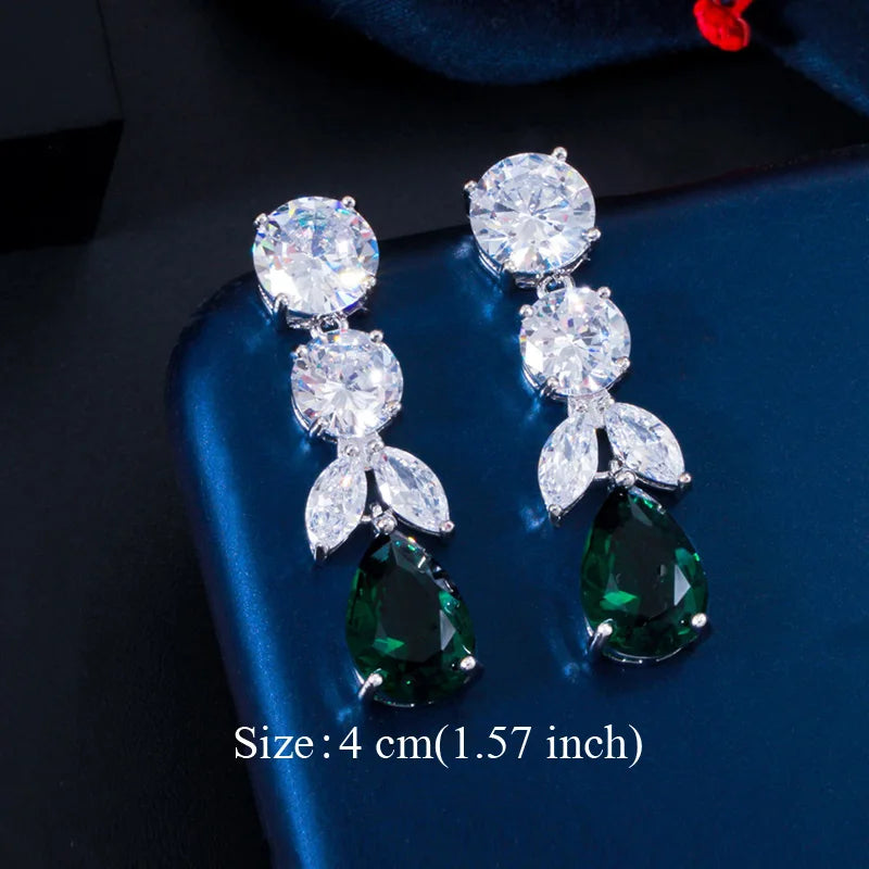 Pera Classic Big Water Drop Cubic Zirconia Silver Color Jewelry Women Long Royal Blue Earrings for Bridal Engagement Party E328