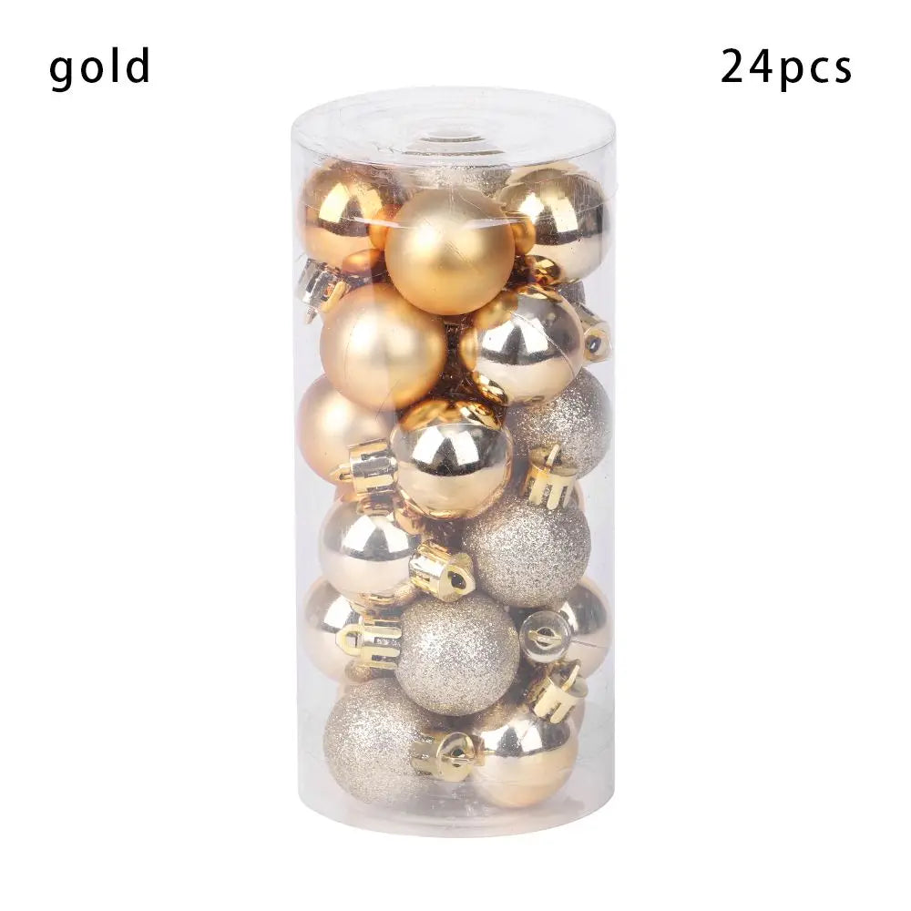 24pcs 3cm New Year Crafts Home Decor Drop Pendant Christmas Tree Decoration Ball Bauble Xmas Hanging