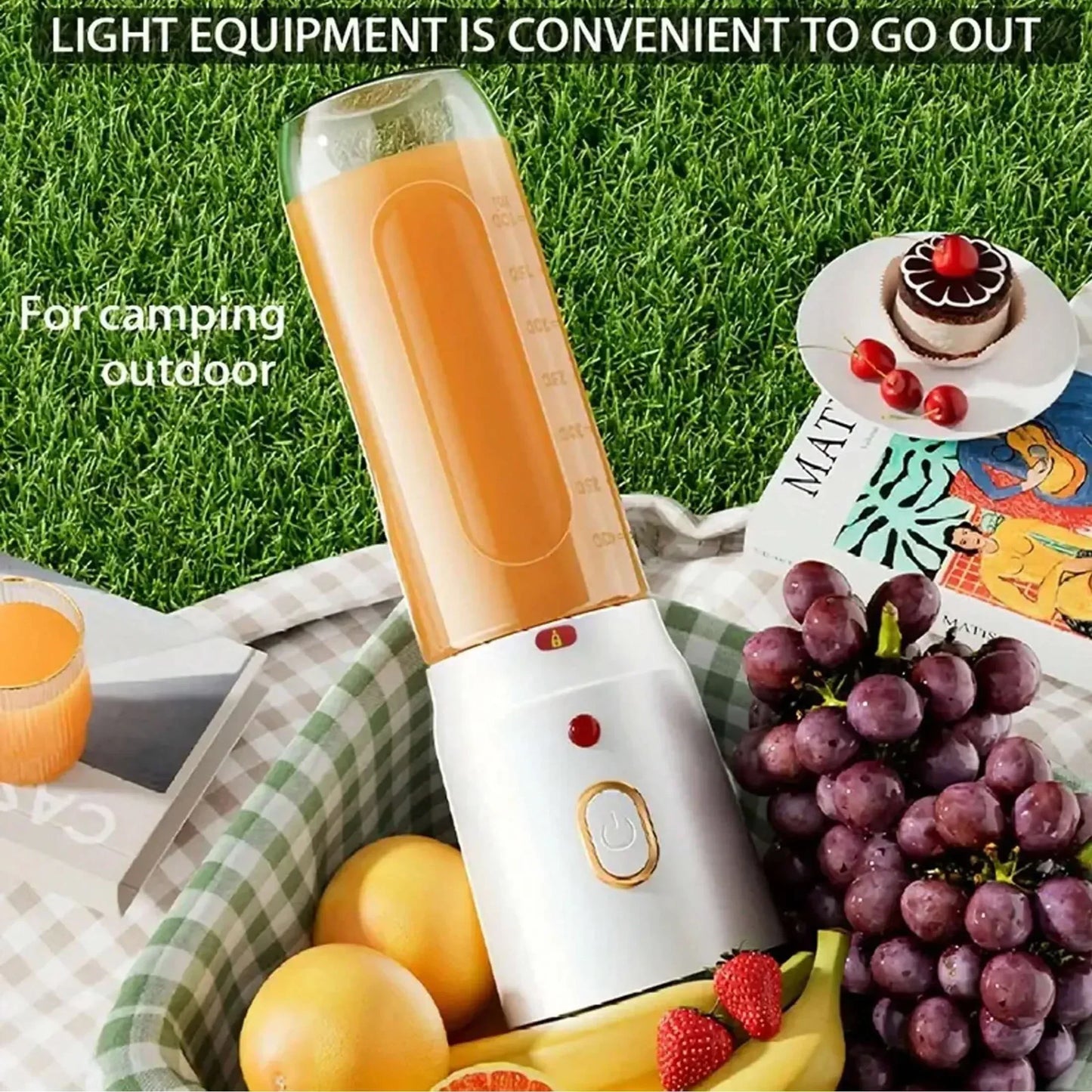 1 Portable electric juicer - USB rechargeable, compact circular design, suitable for home, travel, dormitory, and outdoor use
