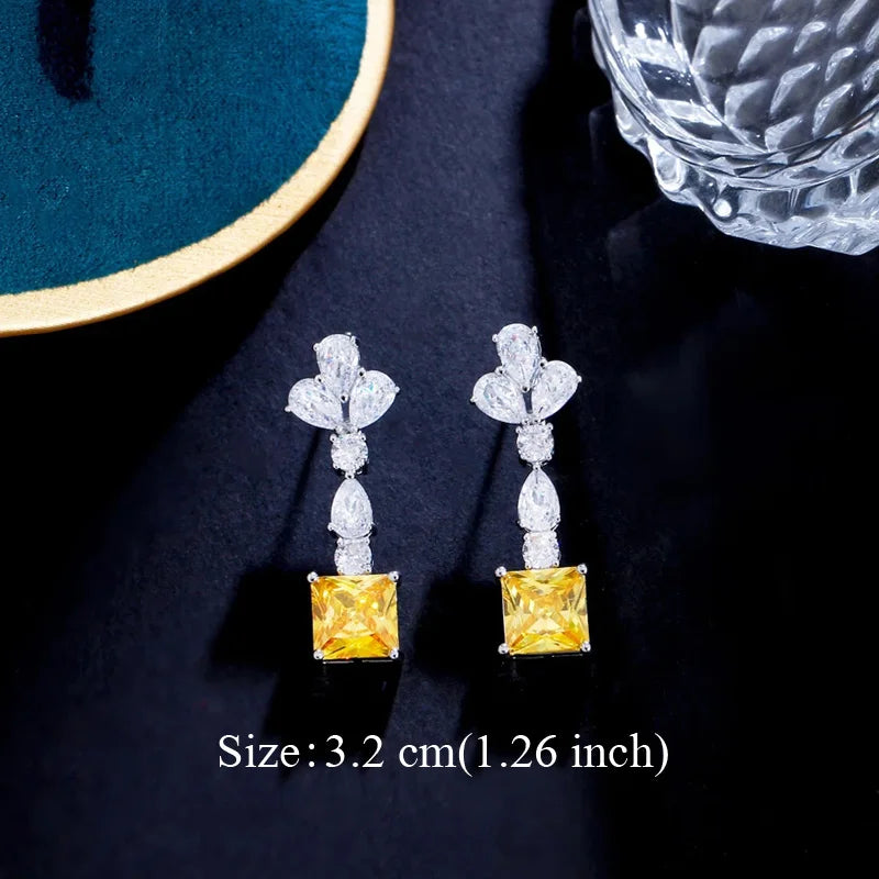 Pera Classic Big Water Drop Cubic Zirconia Silver Color Jewelry Women Long Royal Blue Earrings for Bridal Engagement Party E328