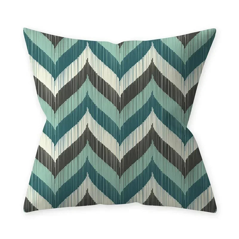 Teal Blue Cushion Cover Decorative Sofa Cushions Polyester Geometric Pillow Covers 45x45 Throw Pillows Single Side Pillowcases