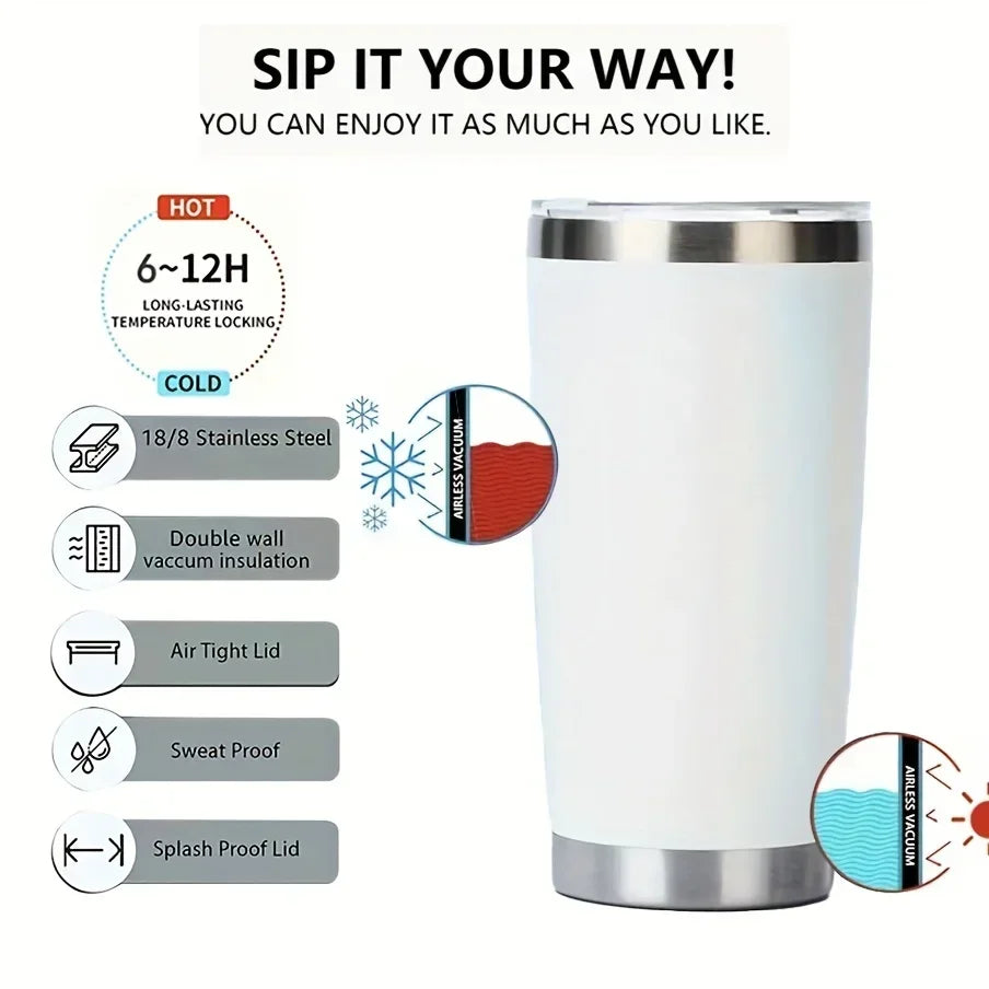 20oz  Tumbler With Lid Stainless Steel Vacuum Insulated Double Wall Travel Cup Protable Cold And Hot Coffee Car Mug