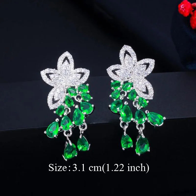 Pera Classic Big Water Drop Cubic Zirconia Silver Color Jewelry Women Long Royal Blue Earrings for Bridal Engagement Party E328