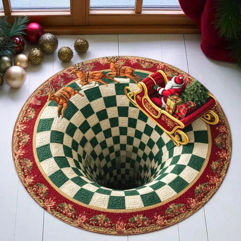 Christmas Santa Claus 3D Printed Rug Christmas Welcome Round Mat Rug Decor Christmas Home Decor Holiday Doormat Christmas Gift