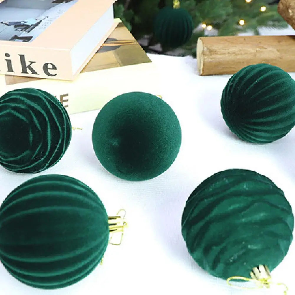 12pcs/set Flocked Velvet Christmas Balls For Tree Ornaments 6cm New Year 2026 Navidad Pendant Ball Home Decor Accessories