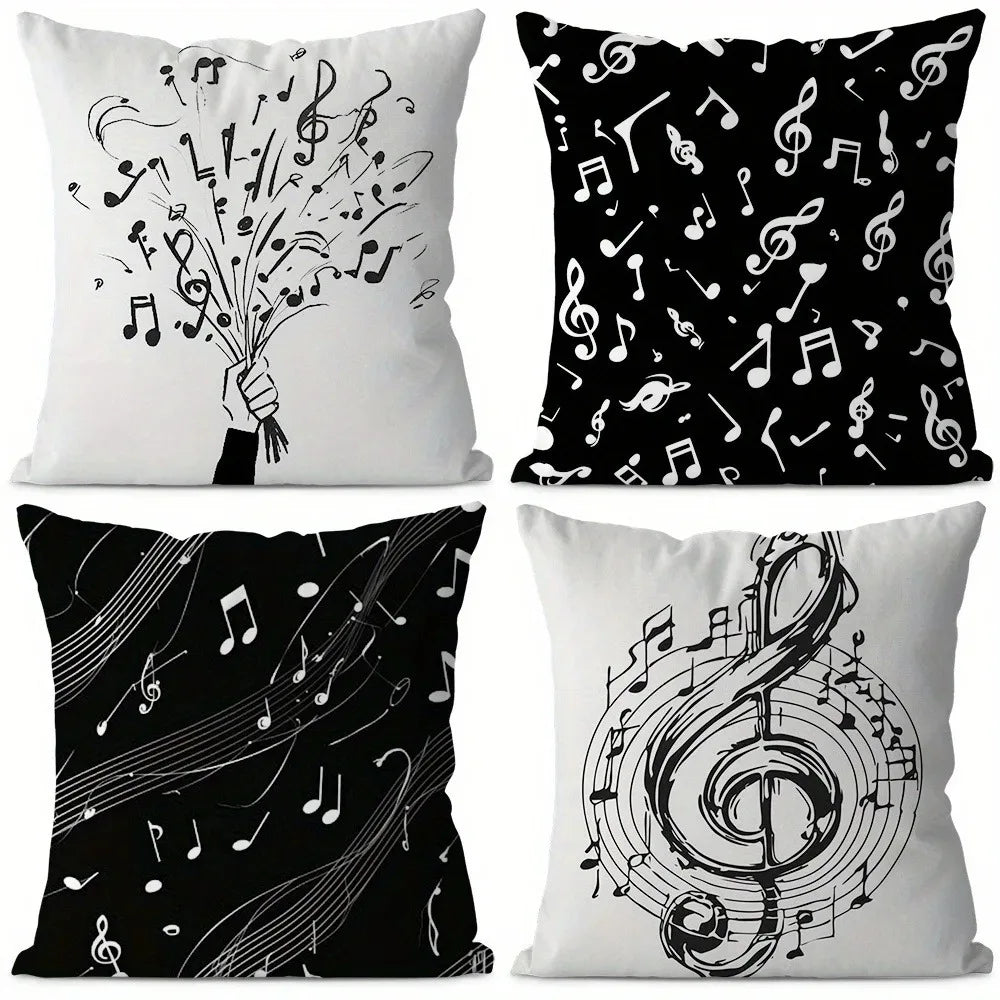 Home Decor Music Notes Pattern Pillowcase for Home Decor Pattern Cushion Cover Suitable for Sofa Bedroom Car Pillow Cover