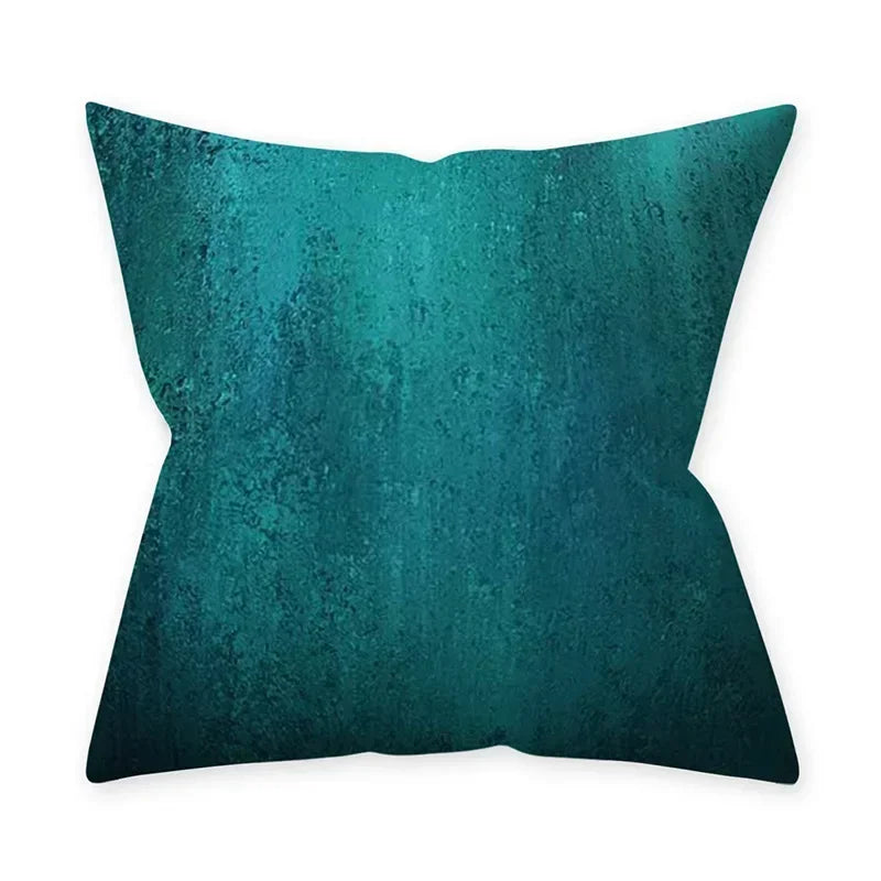 Teal Blue Cushion Cover Decorative Sofa Cushions Polyester Geometric Pillow Covers 45x45 Throw Pillows Single Side Pillowcases