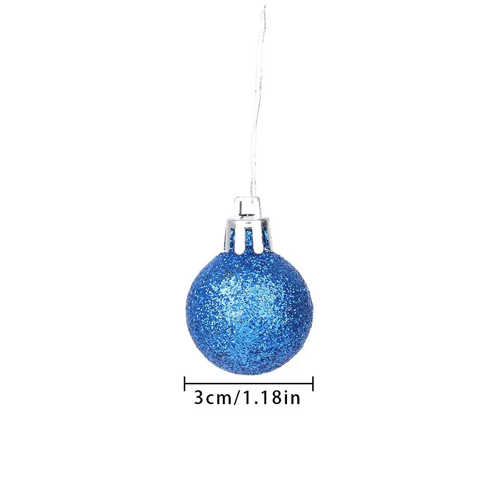 24pcs 3cm New Year Crafts Home Decor Drop Pendant Christmas Tree Decoration Ball Bauble Xmas Hanging