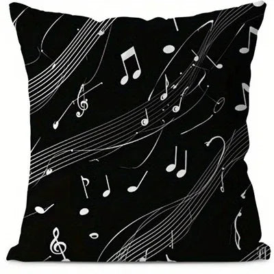 Home Decor Music Notes Pattern Pillowcase for Home Decor Pattern Cushion Cover Suitable for Sofa Bedroom Car Pillow Cover