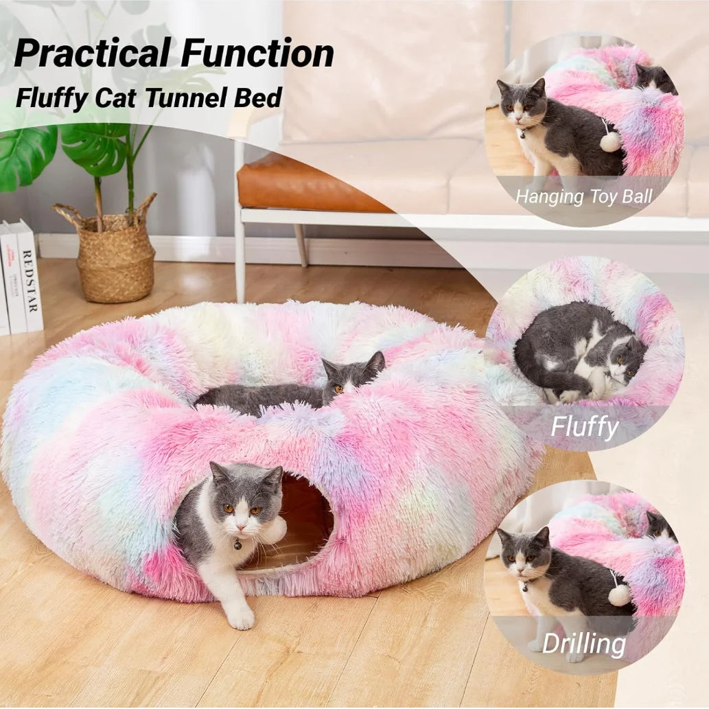 Kylinsure Plush Cat Tunnel Bed,Cat toy,Cat bed