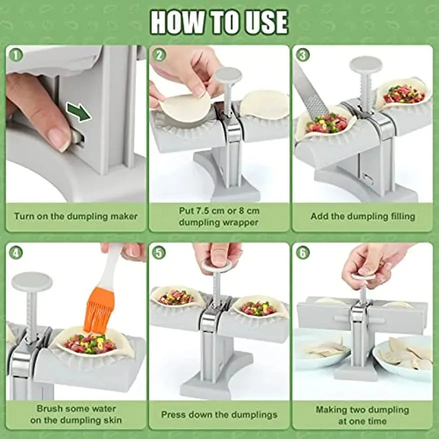 Automatic Dumpling Maker Press Household Double Head Dumpling Making Mold Machine Empanadas Pierogi Maker Tools Kitchen Gadget